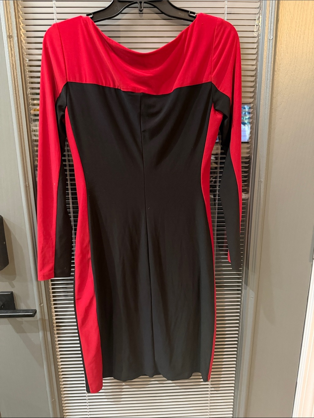 Chaps Red and Black Long Sleeve Colorblock Sheath Dress - Picture 3 of 3